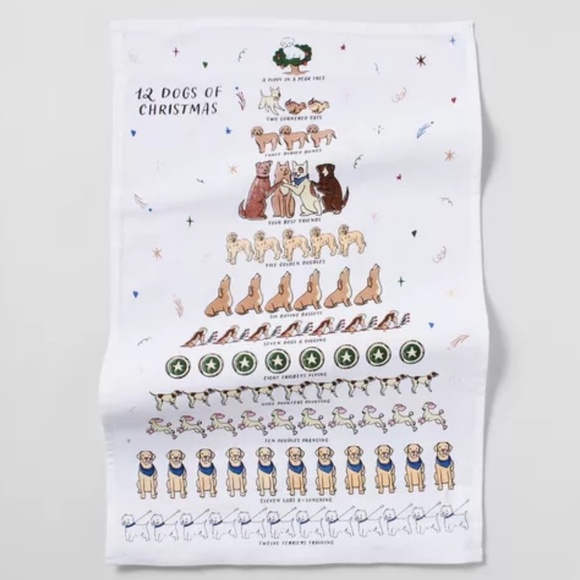 Sur la Table I 12 Dogs of Christmas I 12 Days of Dogs I Kitchen Towel - Picture 1 of 16